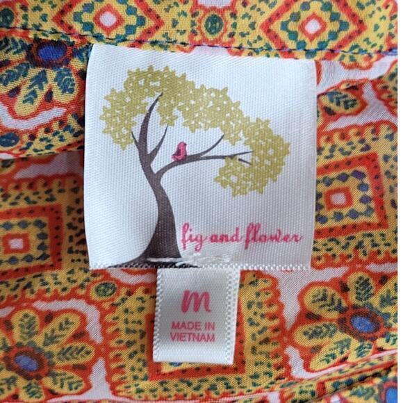 HPAnthropologie Floral Stripe Sheer Long Sleeve Henley Tie Front Blouse - Picture 4 of 13